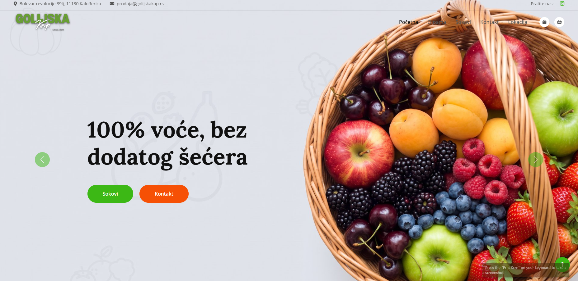 Snimak ekrana sajta Golijska kap