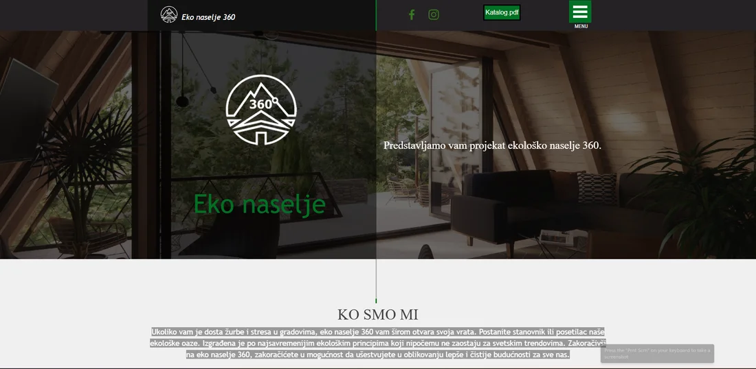 Snimak ekrana sajta Eko naselje 360