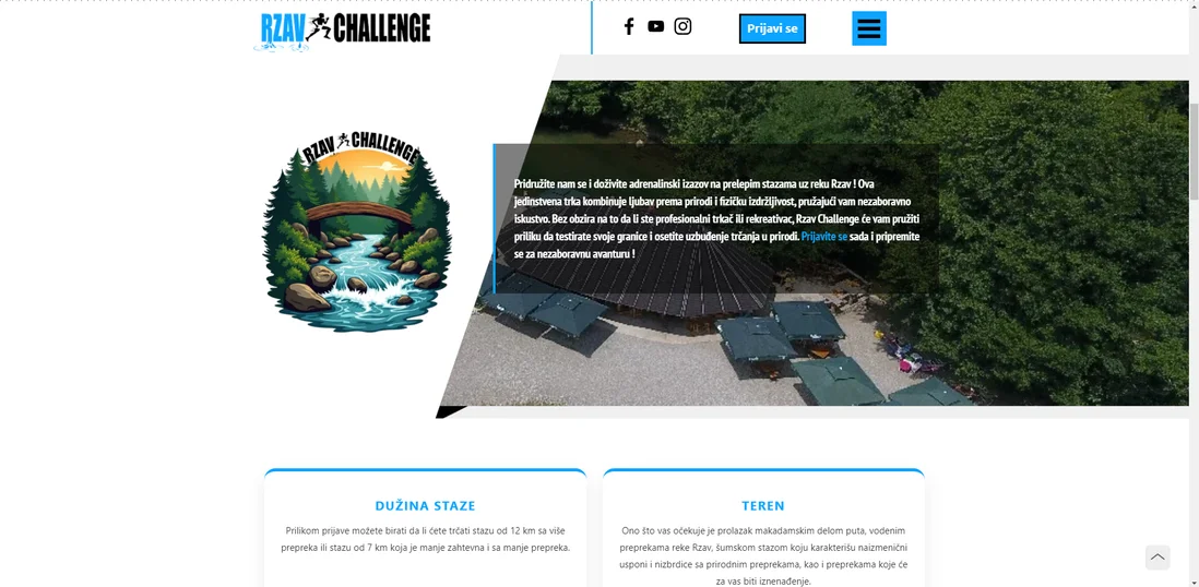 Snimak ekrana sajta Rzav Challenge